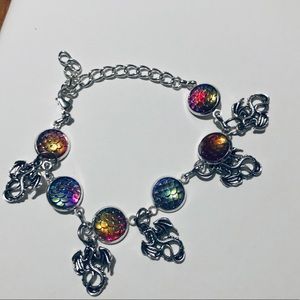 Handmade Dragon scale and dragon charm bracelet